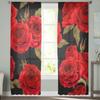 Helle rote Rose Blume Sheer Vorhänge für Wohnzimmer Fenster transparent Voile Tüll Vorhang Schlafzimmer Vorhänge Home Decor