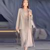 2024 Autumn Women's Solid Color Elegant Long Dress Suit - Versatile Two-Piece Set