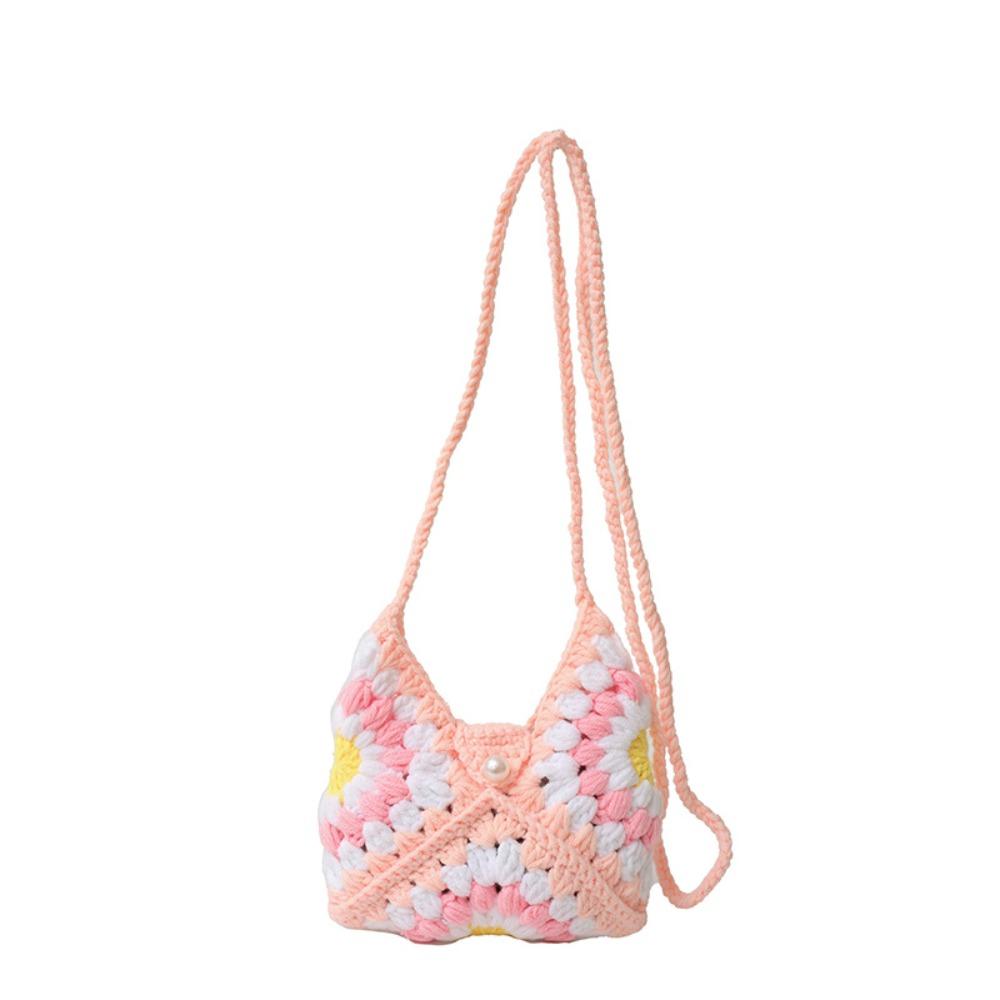 Shoulder Bag Crochet Flower Knitted Bag Bohemian Hollowed Out Weave Bag Storage Bag Large Capacity Crochet Crossbody Bag Travel