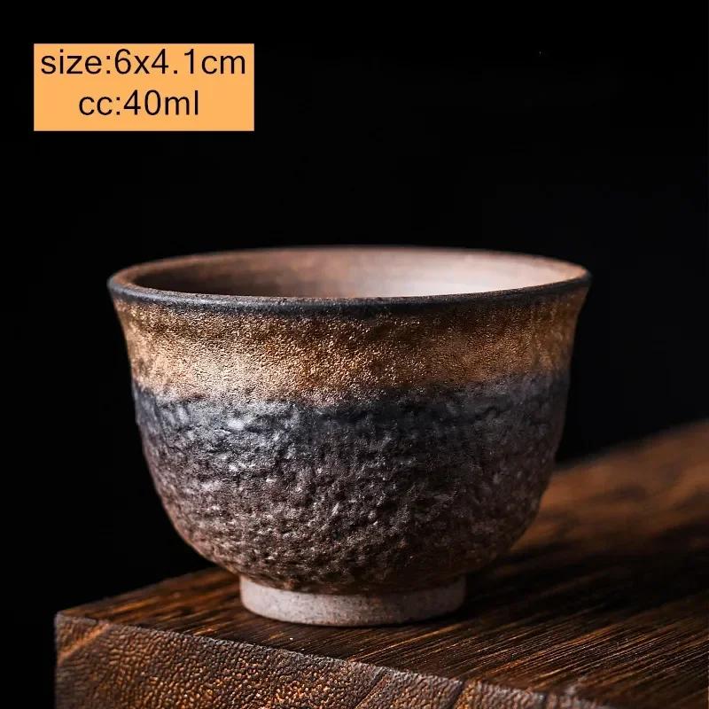 1 Adet Çin Vintage Seramik Çay Fincanı El Yapımı Kaba Seramik Çay Kasesi Ev Tipi Çay Takımı Usta Çay Fincanı Seyahat Kişisel Fincan