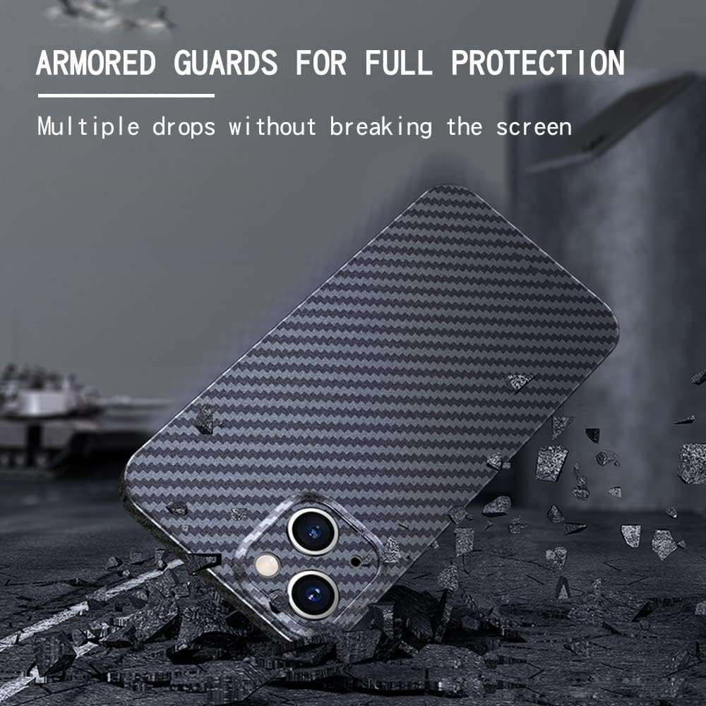 RIZZ Real Carbon Fiber iPhone 15 Case Slim Thin Skin Friendly Feeling Aramid Fiber Phone Case for Men Support Wireless Charging Drop Protection (for