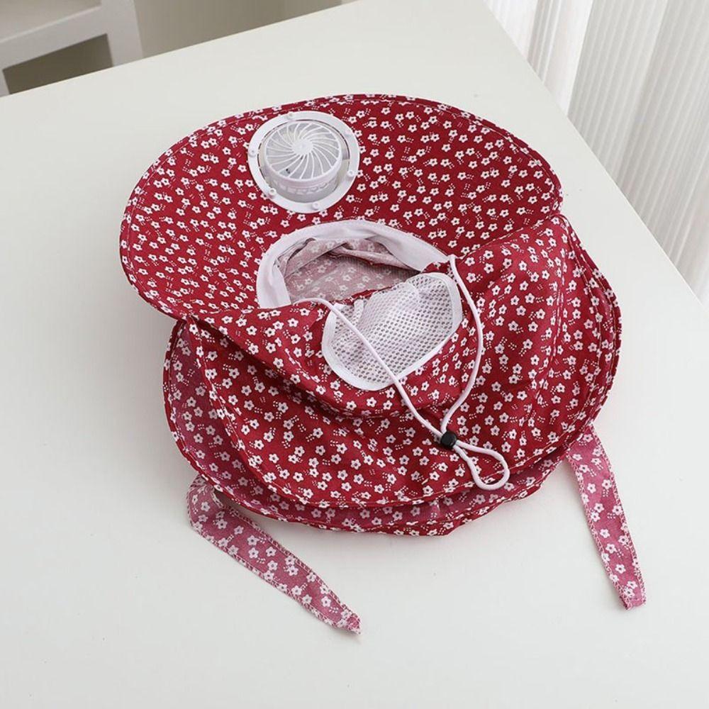 Anti-UV Solar Fan Cap Breathable Cooling Fan Hat Women Sun Hat Fisherman Hat  Tea Picking