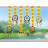 Handmade Marigold Fluffy Flowers with Ring Bell Hanging Latkan Toran For Home, Festival, Wedding, Temple Pooja Room Decoration (Pack of 6)