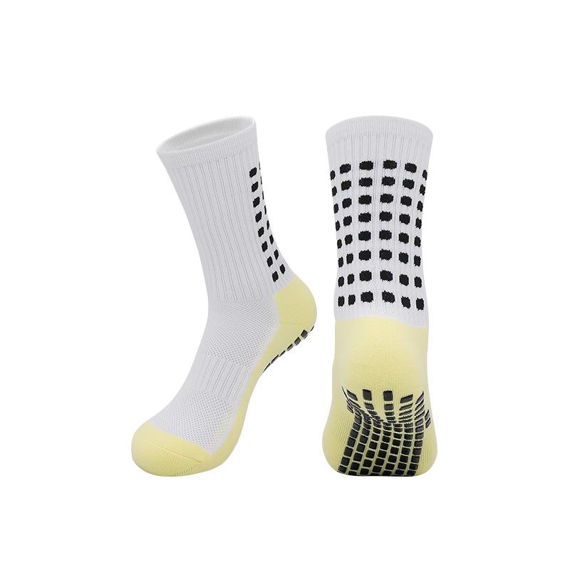Men's Non-Slip Mid-Calf Football Socks with Thickened Towel Bottom and Silicone Grip