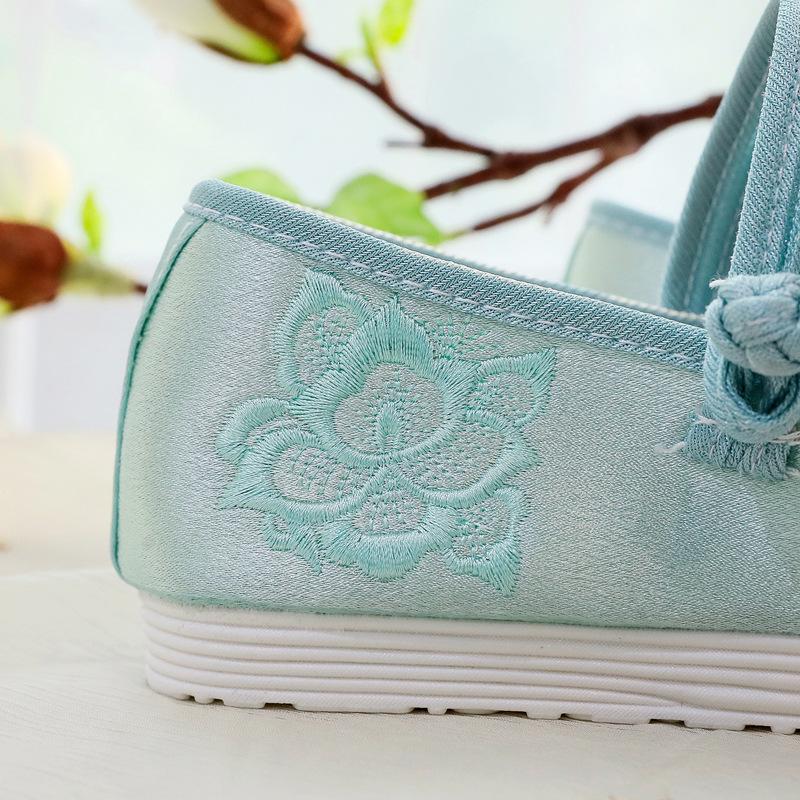 Dámské boty Hanfu - Jaro/Léto, Plochá Zenová Výšivka, Nízký Podpatek Etnický Styl pro Čajové Umělkyně