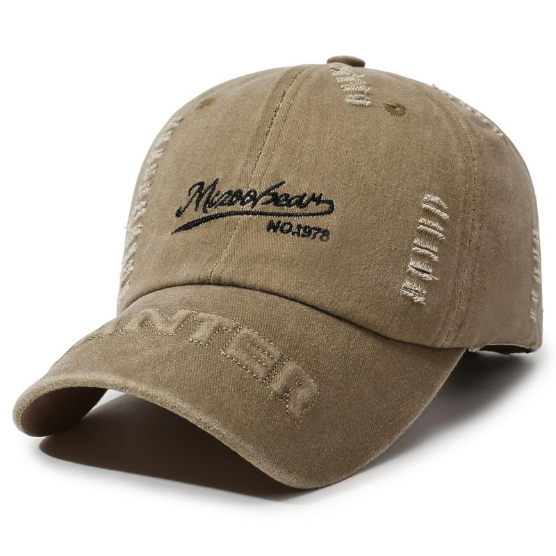 American retro old baseball cap women's 2026 new big head circumference washed hole denim wide brim cap