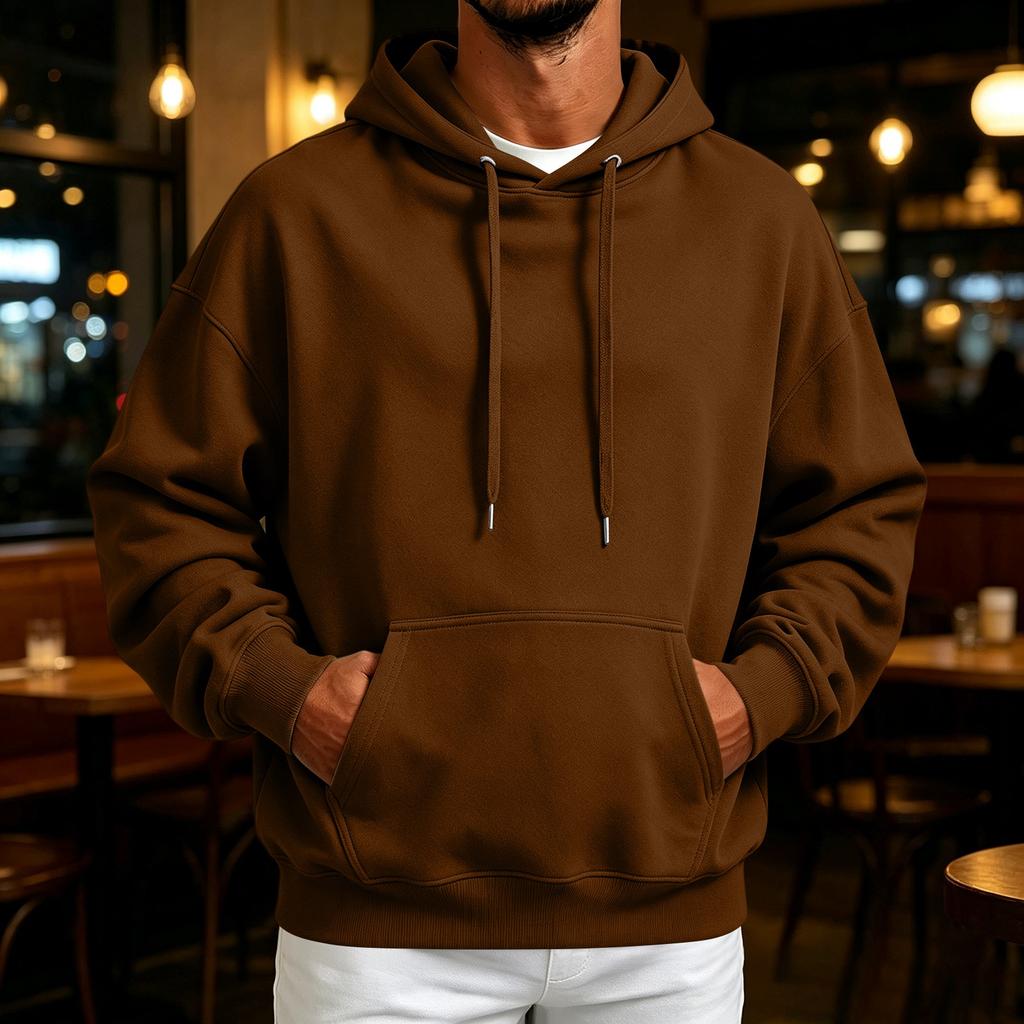 Men's Retro Hoodie Loose Fit Casual Pullover Sweatshirt for Fall Winter