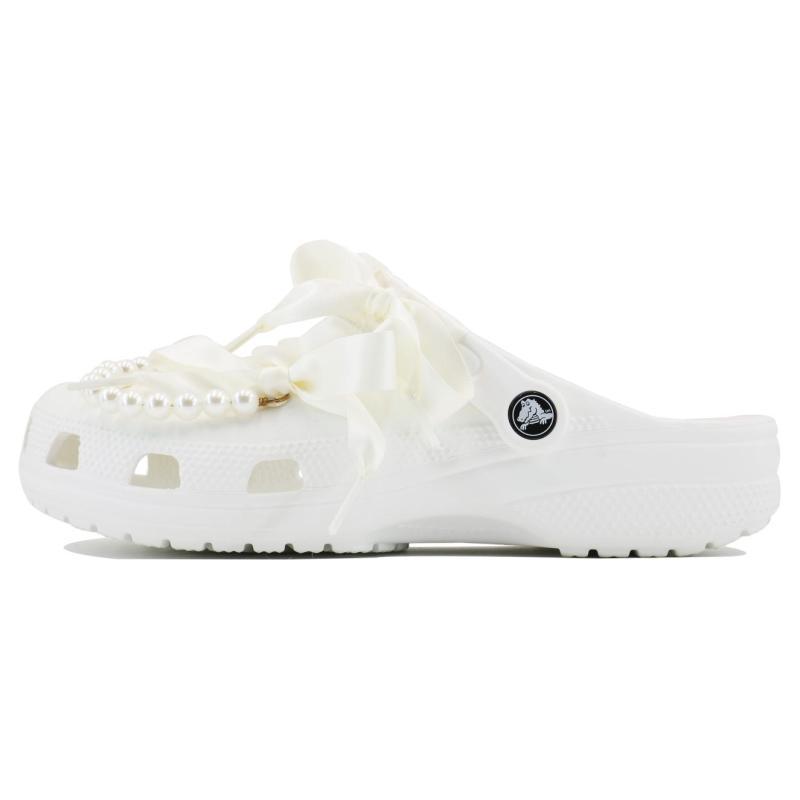 Crocs Classic clog SDS Pearl Girl EVA Dream Style Vintage Strap Sweet Home Casual Beach Hole Shoes Unisex White