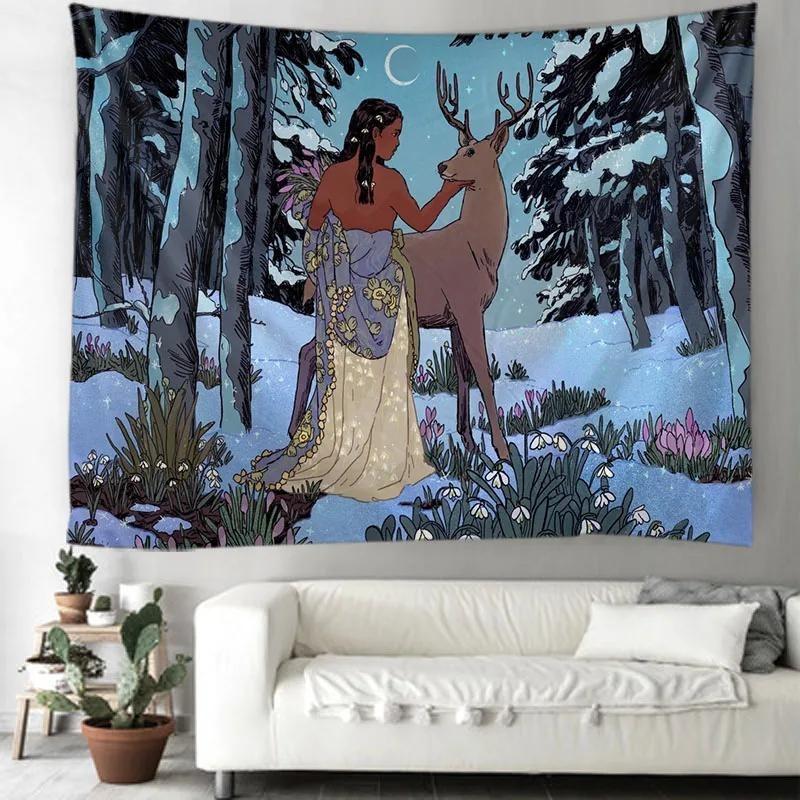 India Tiger Series Tapestry Wall Hanging Mandala Tapestries Wall Cloth Psychedelic Yoga Wall Hanging Boho Decoration Home Decor