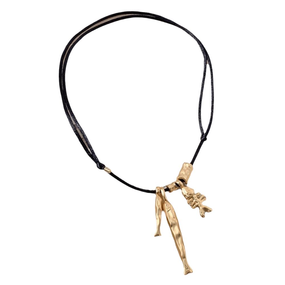 Adjustable Bone Pendant Choker Long Sweater Chain Versatile Fish Pendant Necklace  Casual Wear