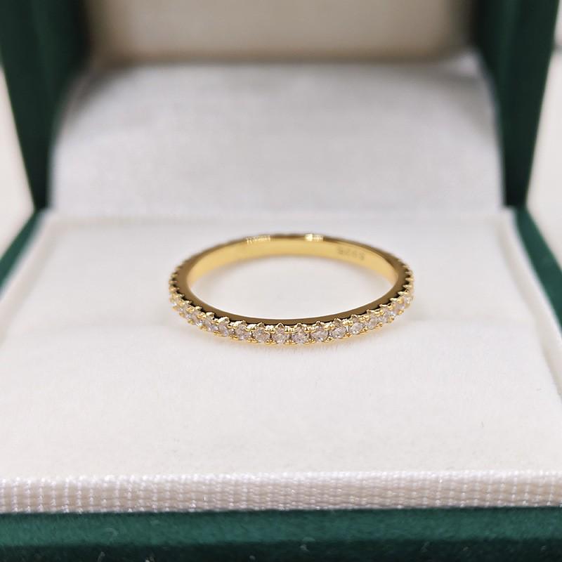 Elegante Anello da Donna Impilabile in Argento Sterling S925 Pavé di Diamanti – Regalo Perfetto per Studenti
