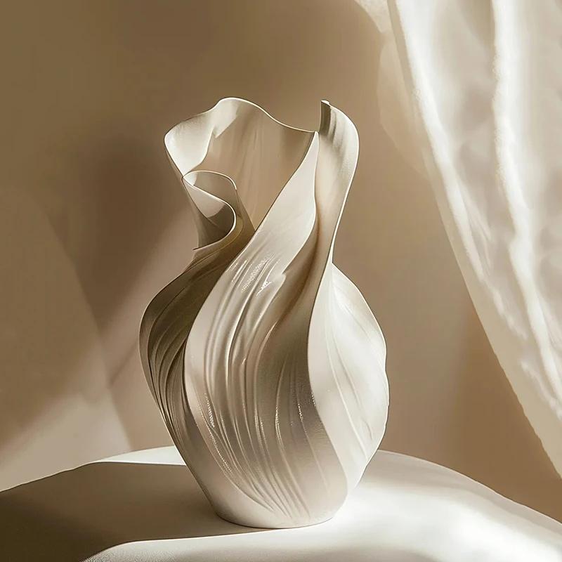 Kreative Vasen Nordische Keramikvasen Morden Art Design Ornamente Vase Ästhetische Luxus Trockenblumen-Vase Heimdekoration