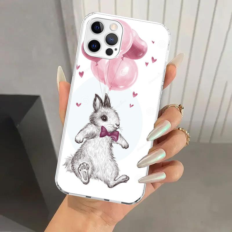 Cute Bunny Baby Rabbits Phone Case for Iphone 17 Air 16 15 Plus 14 13 Mini 12 11 Pro Max 16E 7 8 SE 2020 Soft Funda Print Shell