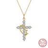 Effie Queen S925 Silver Cubic Zircon Inlaid Cross Pendant Necklace Jewelry for Women Dainty CZ Cross Clavicle Chain Gift SAPN52