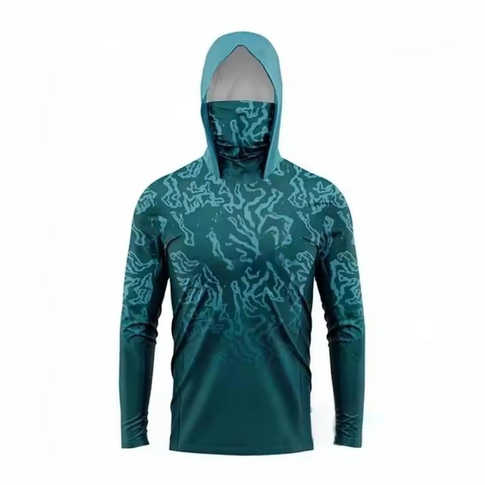 Fishing Shirt Hooded Men Fishing Clothes Outdoor Summer Mask Hoodie Sun Uv Protection Performance Jersey