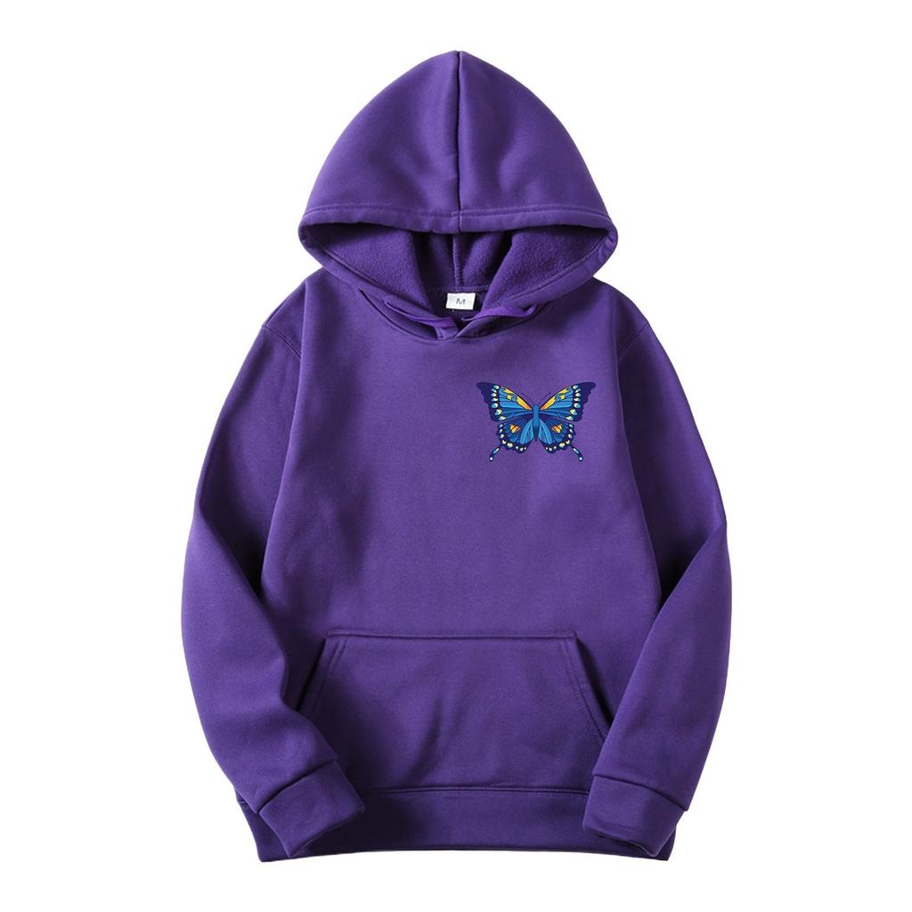 Butterfly Pattern, Printed Hoodie, Autumn And Winter Fashion Men'S And Women'S Long-Sleeved Sweater