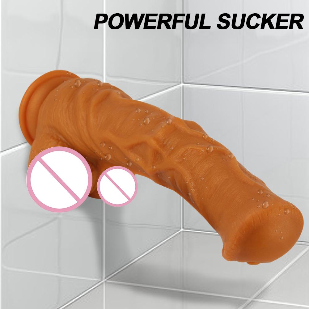 Kobieta masturbacja uczucie skóry realistyczny penis wielki kutas z przyssawką zabawki erotyczne dla kobiet ogromny koń Dildo dla dorosłych