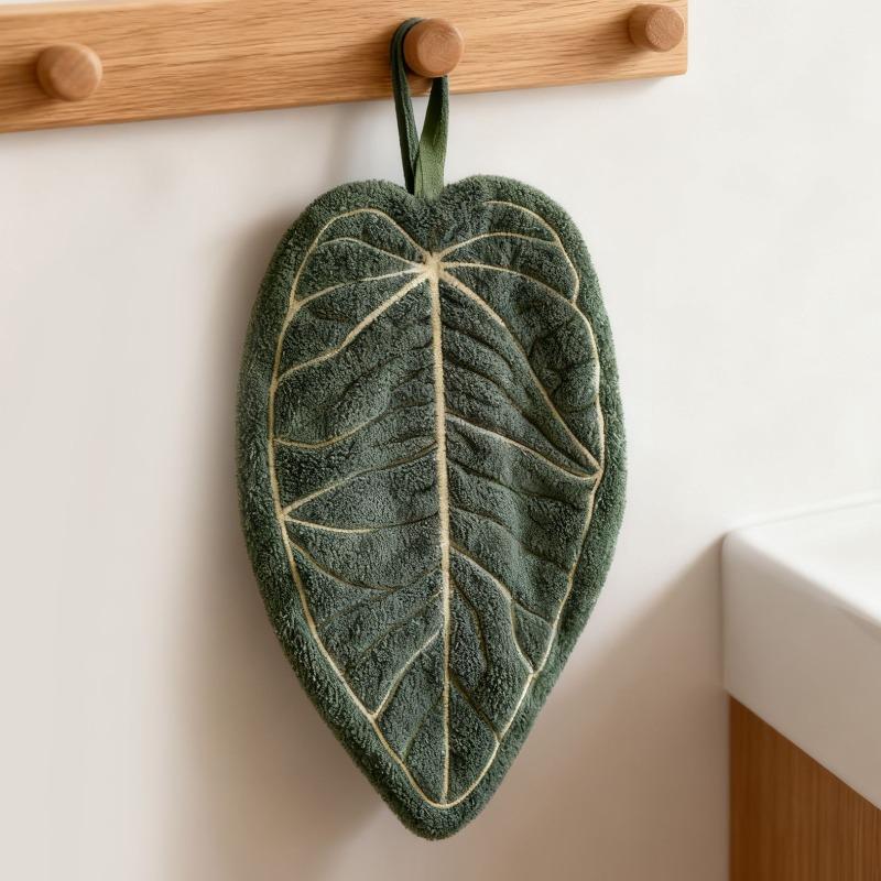 

Creative Leaf Design Hand Towel, Hanging Style For Kitchen, Bathroom, Room Decor, Absorbent & Easy To Clean Pack of 1