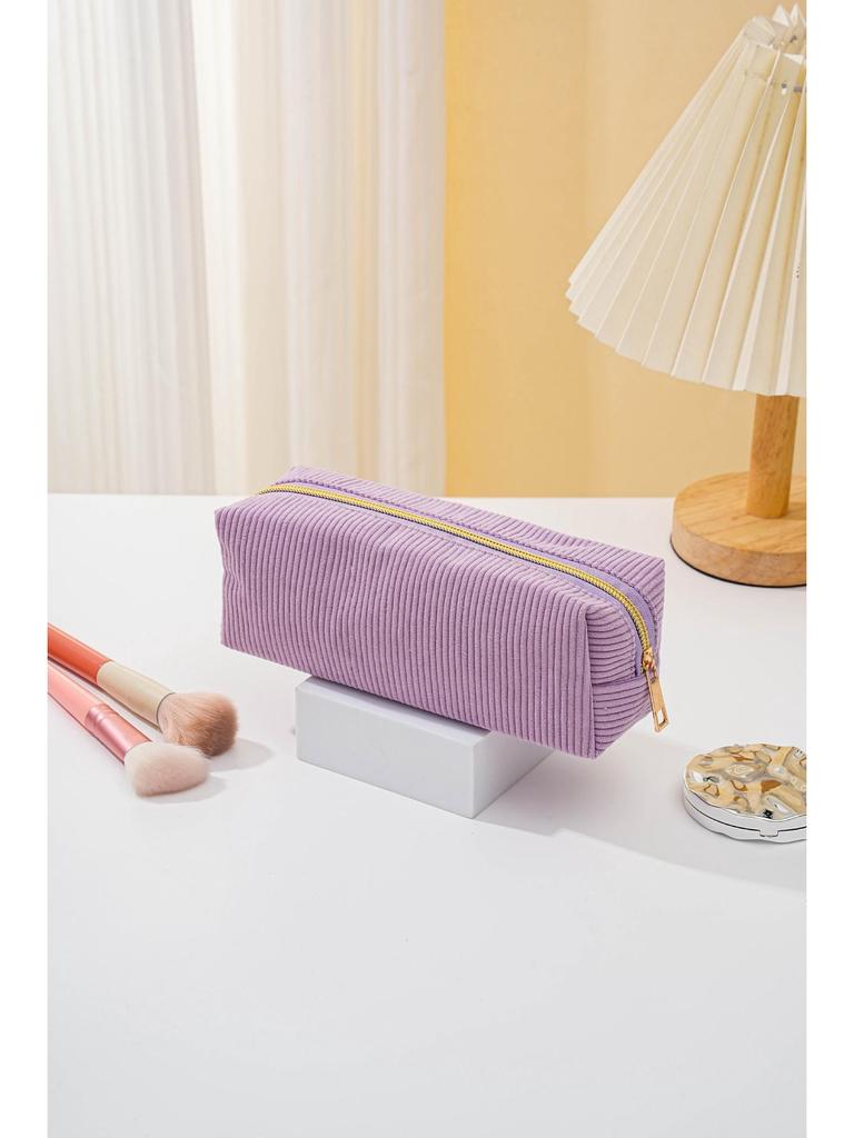 Duży piórnik i kosmetyczka z sztruksu - Przenośny schowek na przybory toaletowe i artykuły piśmiennicze na podróże służbowe