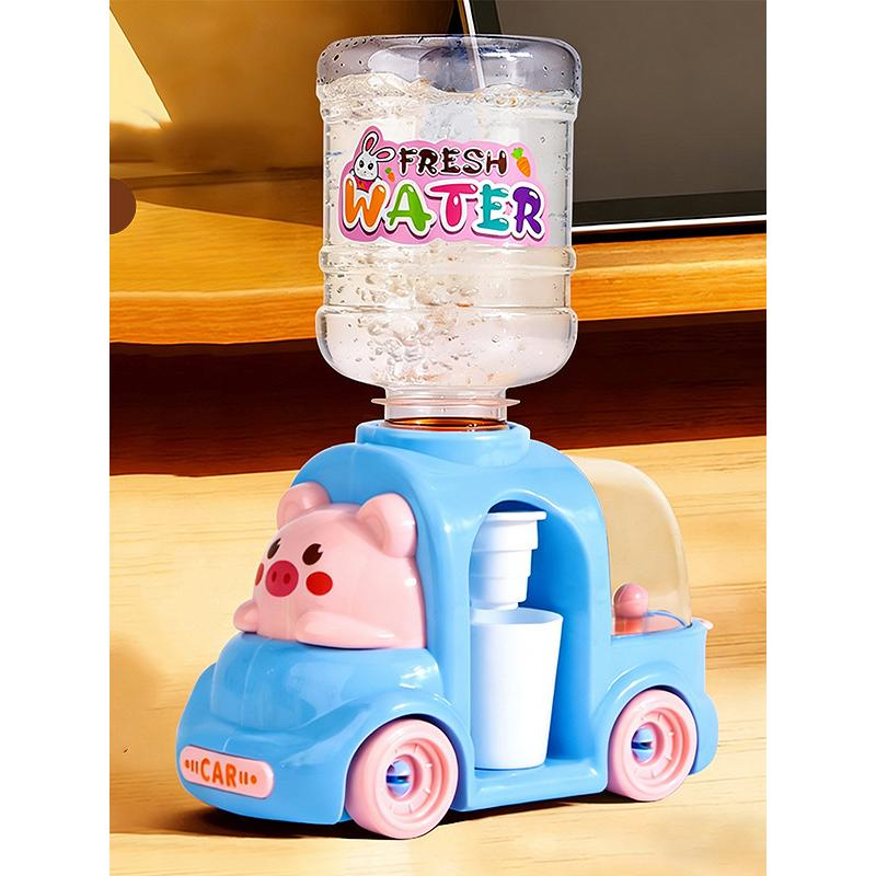 Cartoon Car & Dinosaur Mini Water Dispenser, Press Type Pretend Play Water Drinking Toy for Kids