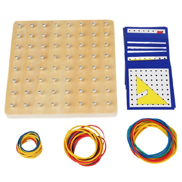 Fun Educational Toy With Wooden Geoboard And Elastic Rubber Bands for Kid Fine Motor Skills Logical Thinking Development