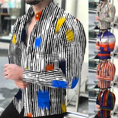 Men's Printed Long Sleeve Shirts Casual Loose Printed Long Sleeve Shirts