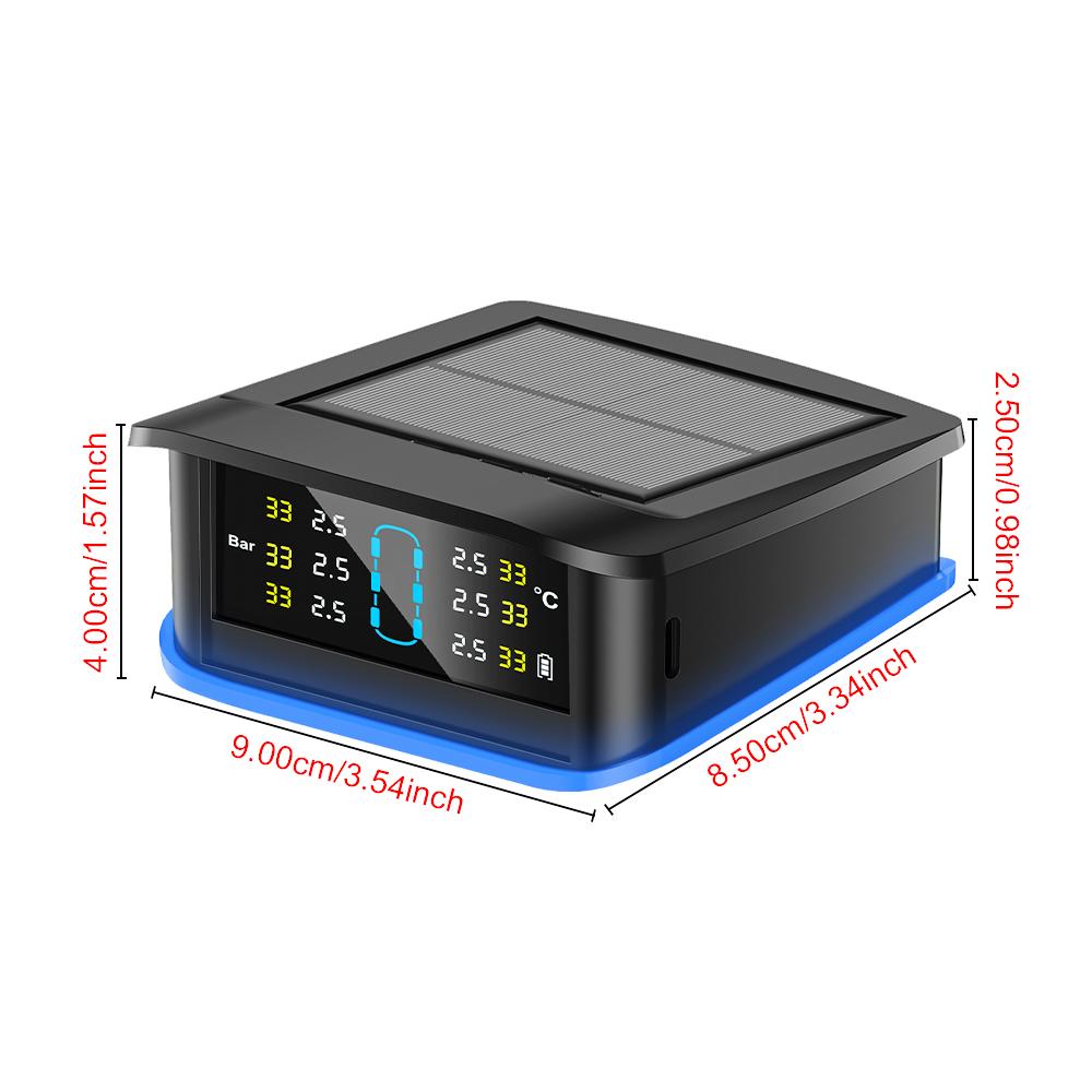 Monitoring system security alarm solar TPMS digital LCD display truck RV TPMS with indicator light warning car tire pressure alarm 6 external sensors