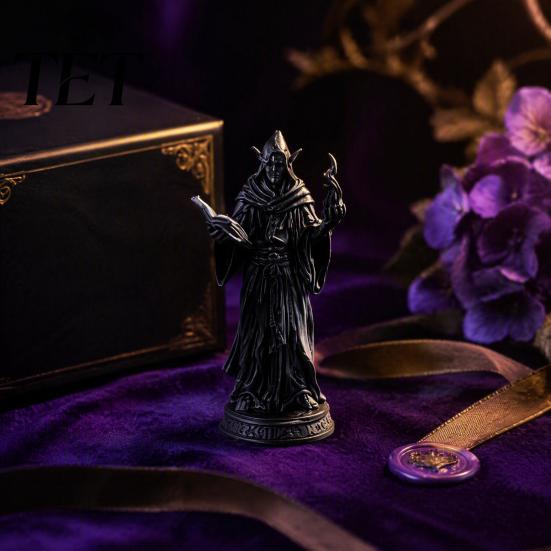 Intricate Magic Book Sculpture 3D Printed Elf Wizard Figurine, Dark Gothic Desktop Decor Ornament, Fantasy Art Statue for Shelf Tabletop Decoration