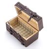 1:12 Mini Retro Leather Wooden Luggage Creative Dollhouse Simulation Model Vintage Luggage Brown Imitation Leather Wooden Box