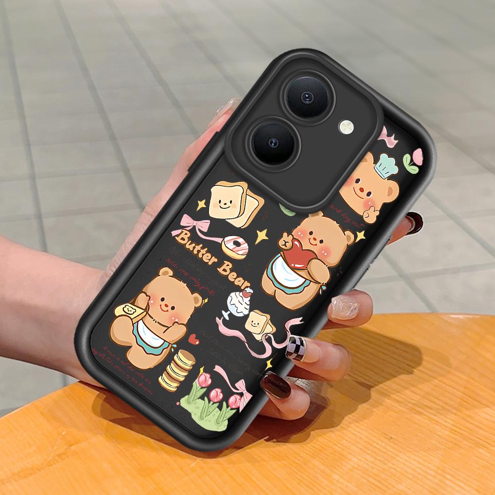 Soft Silicone Square Ladder Printing Pattern Phone Casing Full Cover Camera Shockproof Protection Rubber Case for Vivo