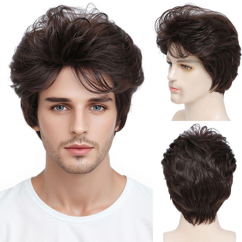 25cm Dark Brown Short Synthetic Wig with Loose Curls for Middle-Aged and Elderly Women – Everyday Wig YN590