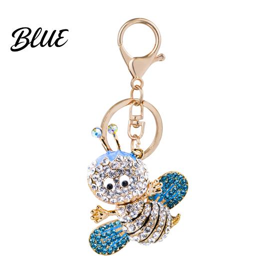 Wear-resistant Keychain Sparkling Rhinestone Bee Cute Animal Key Ring Bag