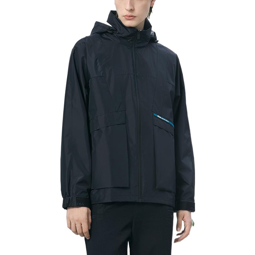 Fila Sports Lifestyle Series FW22 Solid Color Hooded Zip Jacket Men Jackets Black F51M239708F-BK