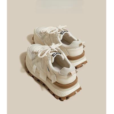 Leather Daddy Shoes Women's Spring New Platform and Lightweight Waffle Forrest Gump Shoes Versatile Casual Sneakers