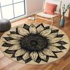 Simple Sunflower Print Round Area Rug, Non-Slip Washable Floor Carpet, Decorative Mat for Living Room Bedroom Home Gift