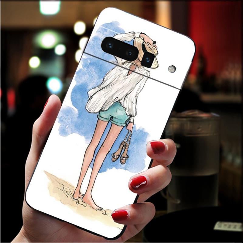 Phone Case For Google Pixel 10 9 Pro XL 9A 8 7 6 Pro Pixel 8A 7A 6A Pixel 8 7 6 5 Christmas Princess Travel Girl