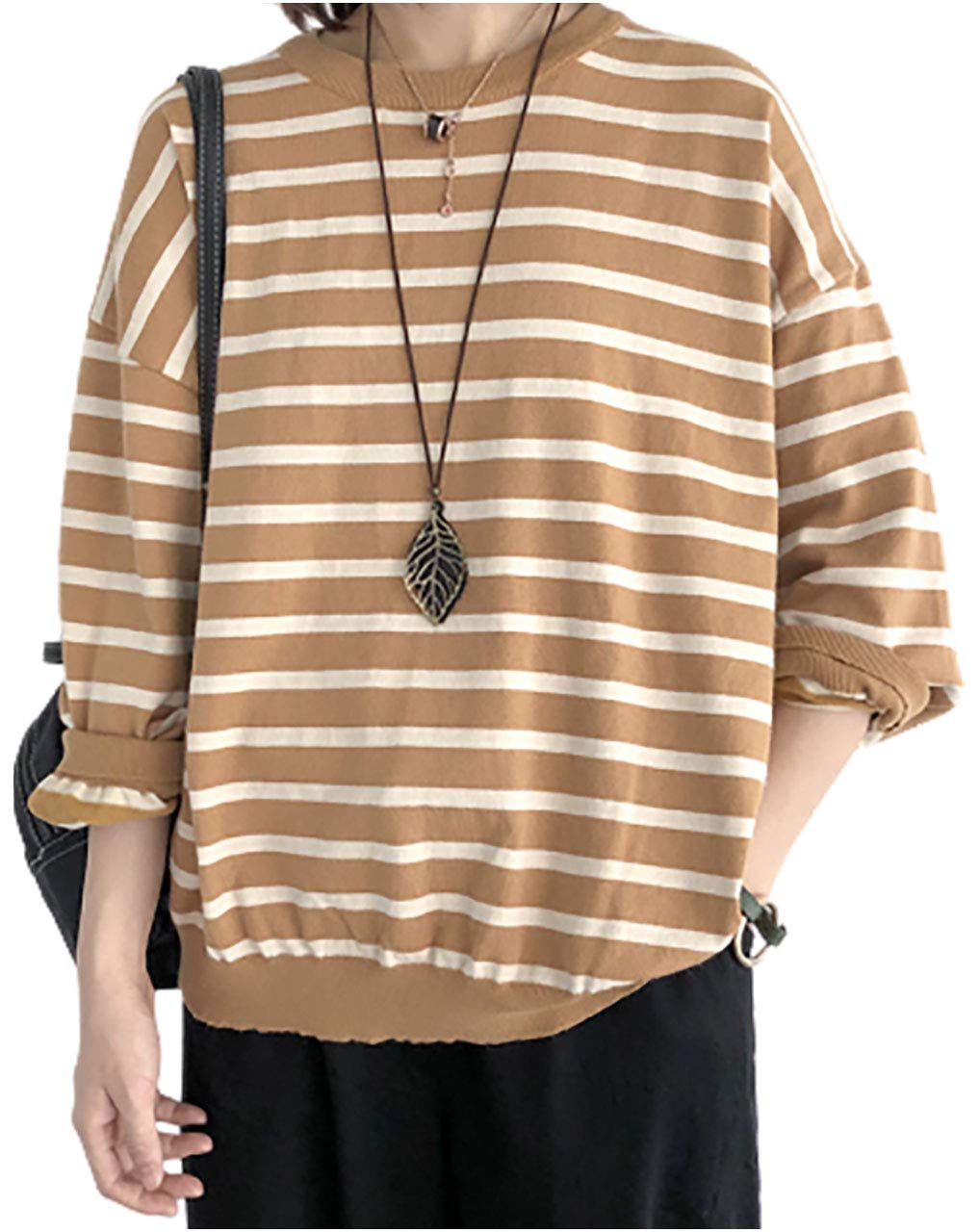 

Plus Size Pullover Loose Outerwear for Crew Long Solid Thick Oversized Perfect for Working from Home or M.Luce Sweater, Striped, Fit, Fall/Winter,