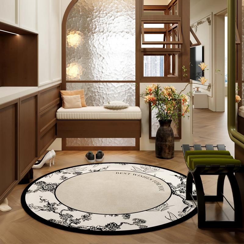 

Ковер круглый с цветочным рисунком для спальни, износостойкий и противоскользящий, ковер для гостиной, под диван, кофейный столик 60 * 60cm