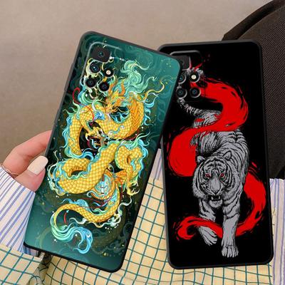 Tpu Soft Luxury Case For Samsung Galaxy S20 S21 S22 Note 20 Ultra 10 Plus 8 9 S23 5g Fashion Chinese Tiger Dragon Cover