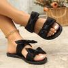 Flat-bottomed European and American One-word Slippers Women's Summer New Large-size Bow Beach Cool Slippers