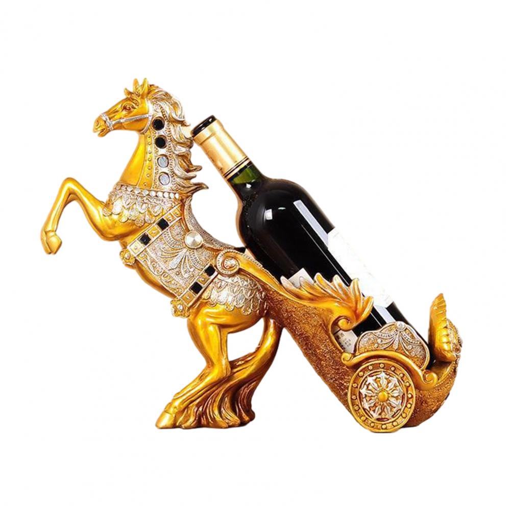 Vintage Horse Wine Bottle Holder Resin Horse Statue Sculpture Beer Bottle Display Stand Organizer Rack Home Kitchen Decoration