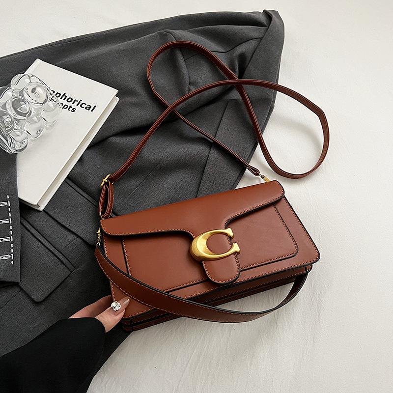 

Luxury Fashi Solid-Color Tote Bag Fashiable Underarm Shoulder Bag With Two Shoulder Straps Vintage Versatile Crossbody Squar коричневый