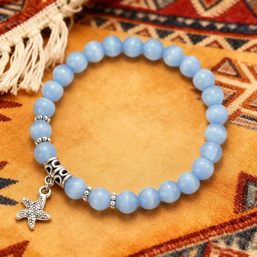 Noter Stylish Women Starfish Bracelet 5 Colors Available Natural Cat Eyes Stone Beads Charm Braslet Perfect Gift For Her Joias