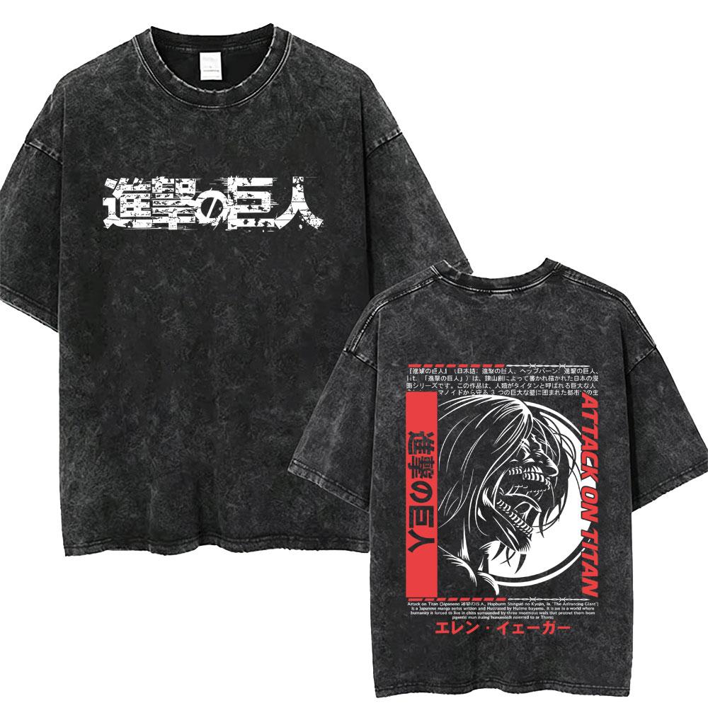 

Washed Vintage Anime Attack on Titan Tshirts Mikasa Ackerman Merch Tshirt Mens Women Clothing Manga Retro Oversized T Shirt S