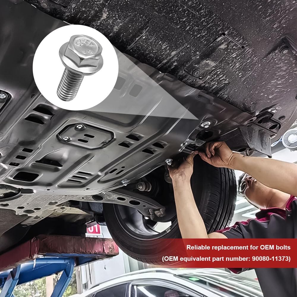 8PCS Car Top Front Skid Plate Bolts, 304 Stainless Steel 12mm Hex Head Auto Skid Plate Bolts, Car Accessories Replacement for 4Runner FJ Cruiser Land