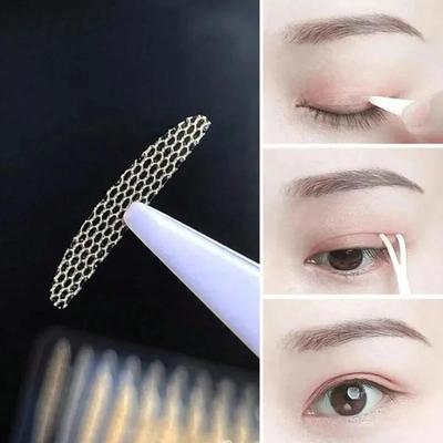 240Pcs Water-activated Adhesive Lace Eyelid Tape, Invisible Mesh for Natural Beauty, Olive-shaped, Glue-free, Long-lasting Hold.