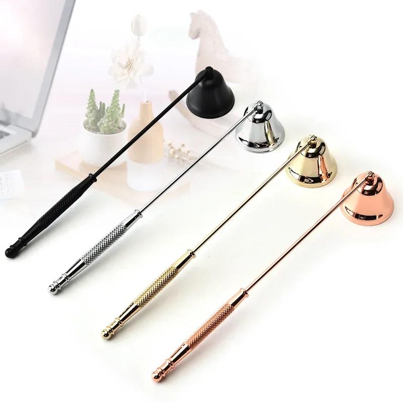 1pc Long Handle Candle Snuffer - Polished Stainless Steel Wick Flame Snuffer for Safe Placement of Candle Flames - Black Candle