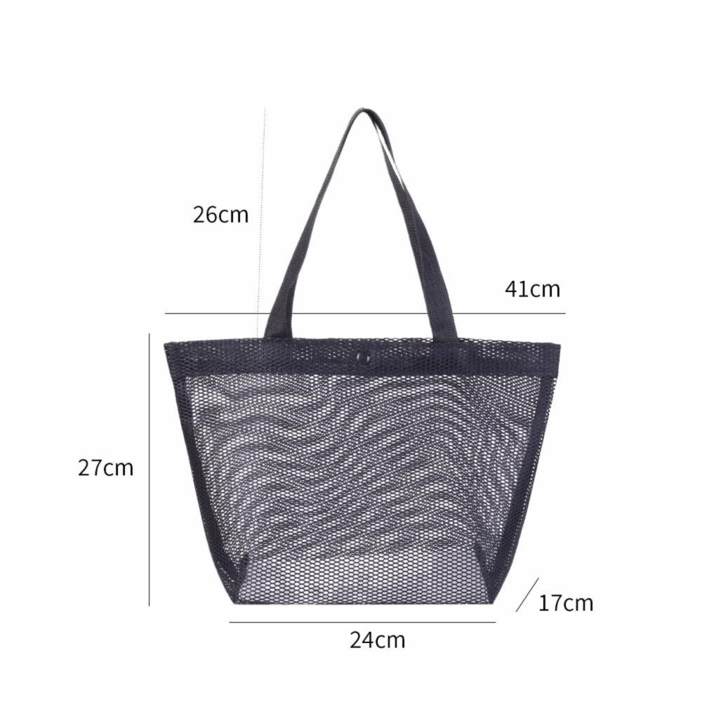 Simple Mesh Beach Bag Reusable Large Capacity Mesh Storage Bag Breathable Tote Bag Travel Grocery Swimming Organizer