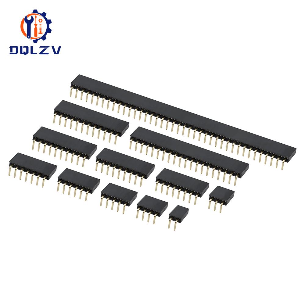 2.54mm Single Row Female Right Angle Pin Header Socket 1*2/3/4/5/6/7/8/9/10/20/40Pin Connector For Arduino