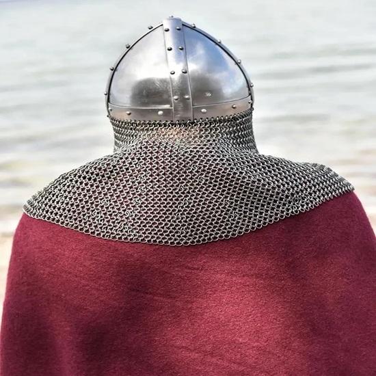 Medieval Combat Helmet with Chain Trough Knight Crusader Armor, LARP SCA Battle-Ready Steel Helmet Gift